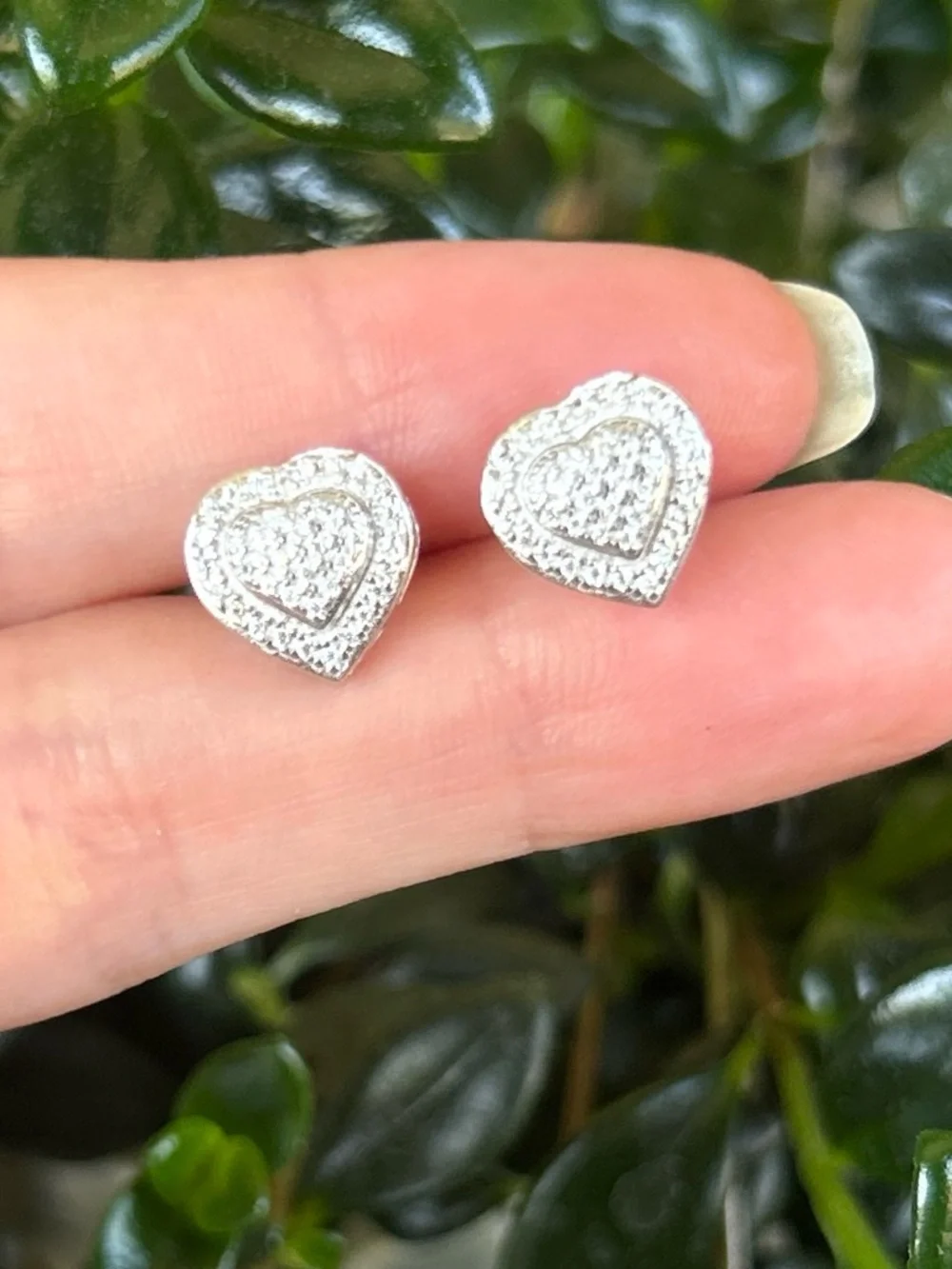 Sterling Silver Heart Moissanite Stud Earrings